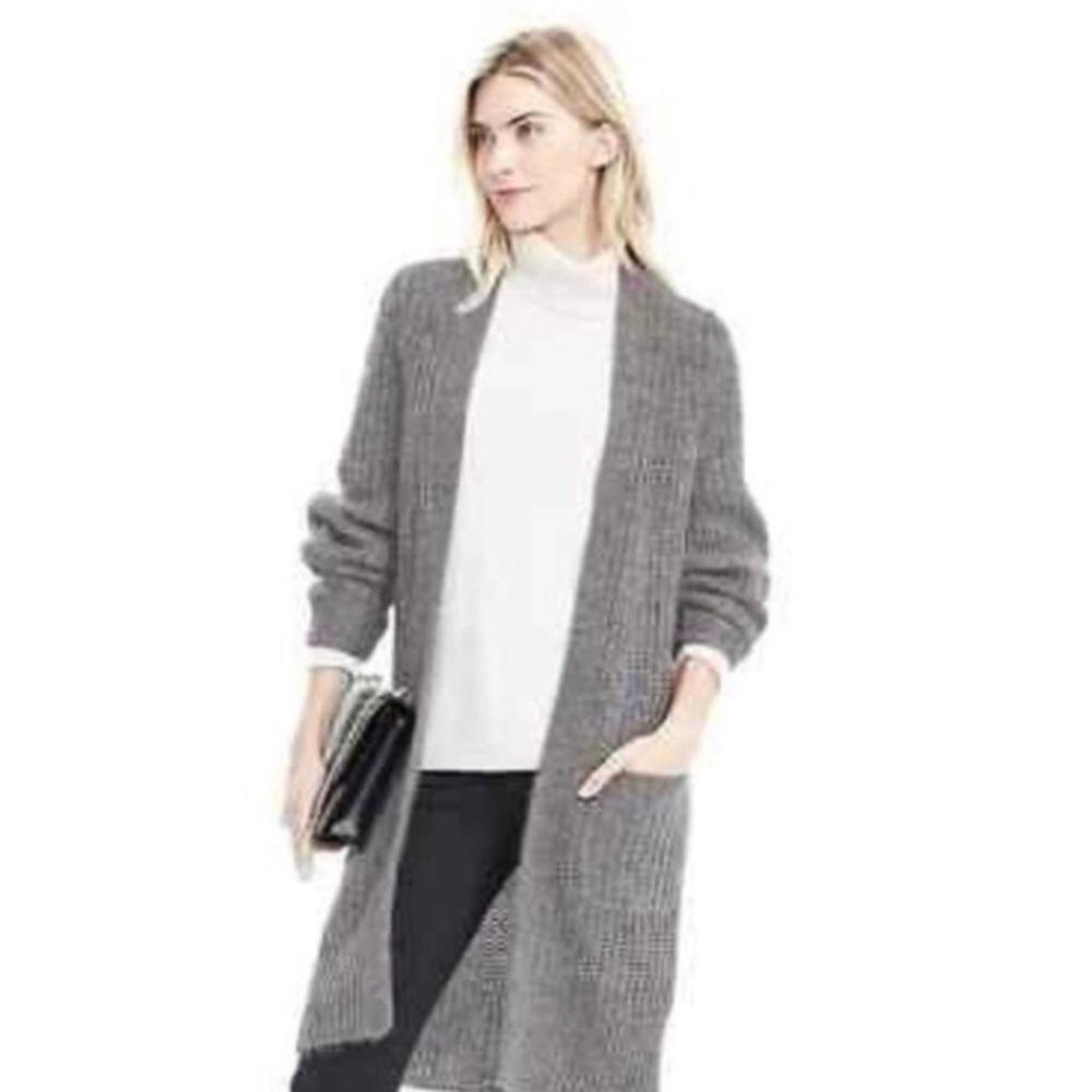 Banana Republic Heritage Longline Open Front Mohair Coatigan Duster L